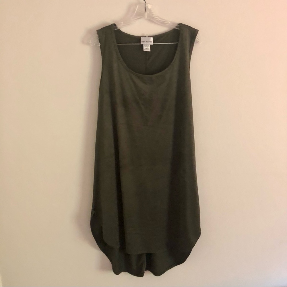Vintage Caren Sport Plus Size Dark Green Sleeveless High Low Midi Dress - Picture 1 of 8